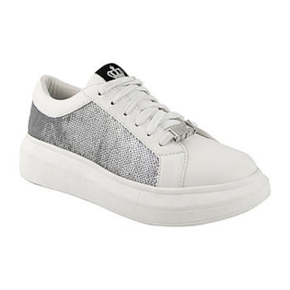 NWT Juicy Della White w/Silver Sequined Sneaker Womens Size 11